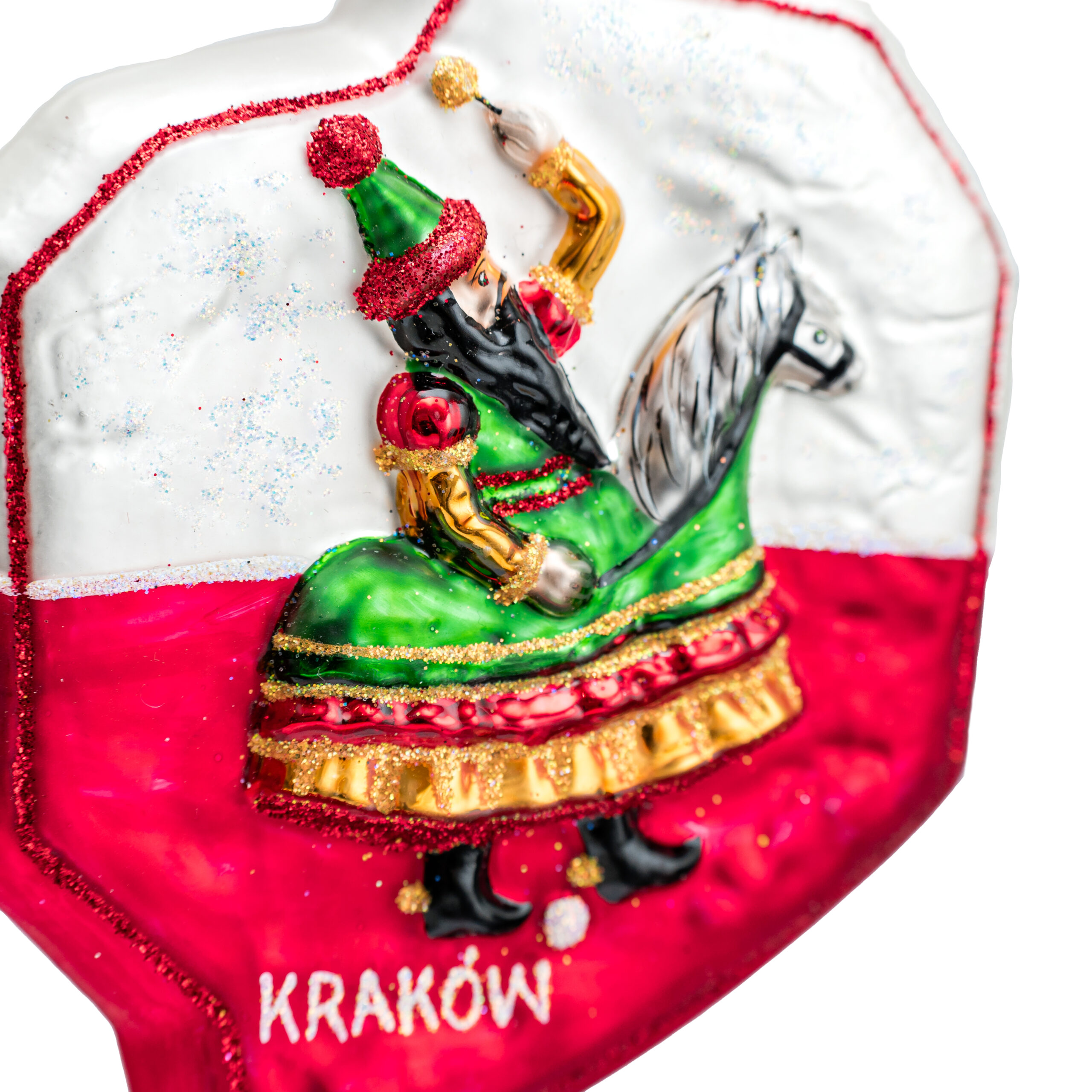 Ręcznie wykonana bombka – Kraków – Wawel i Lajkonik – Luxorna – kolekcja Miasta Polskie