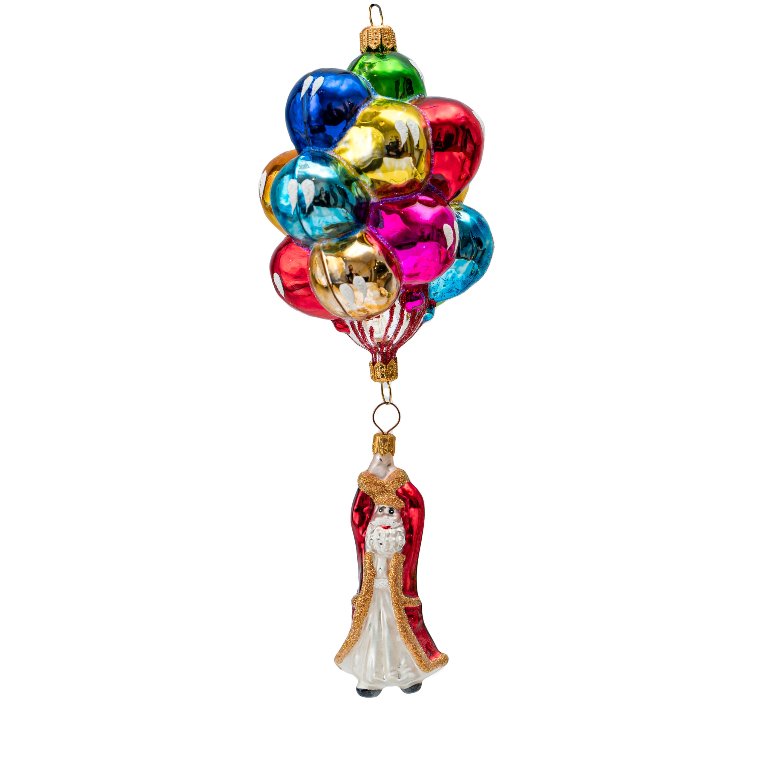 Ręcznie malowana bombka – Mikołaj z balonikami – Luxorna