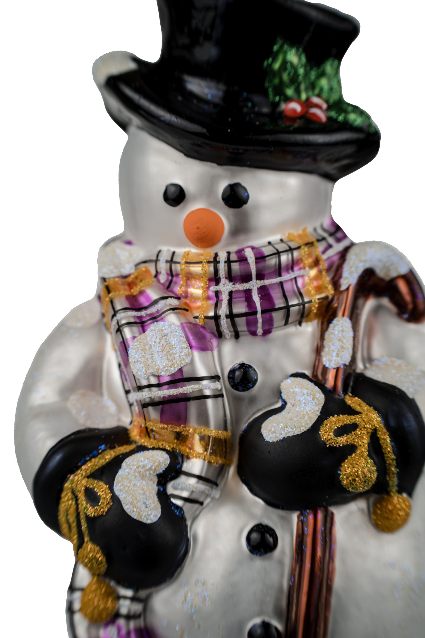 Ręcznie malowana bombka Bałwanek w długim szalu – elegancka szklana ozdoba świąteczna Luxorna.