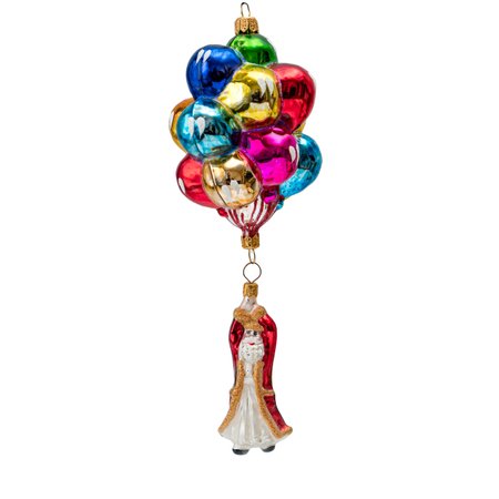 Ręcznie malowana bombka – Mikołaj z balonikami – Luxorna