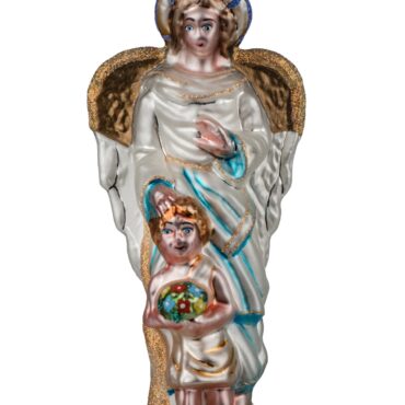 Bombka Archanioł – szklana bombka choinkowa z aniołem i dzieckiem Luxorna