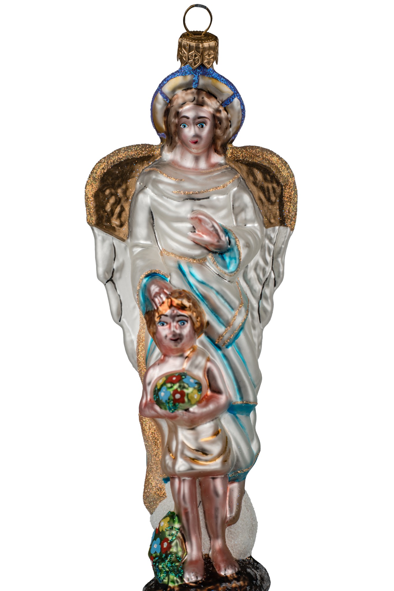 Bombka Archanioł – szklana bombka choinkowa z aniołem i dzieckiem Luxorna