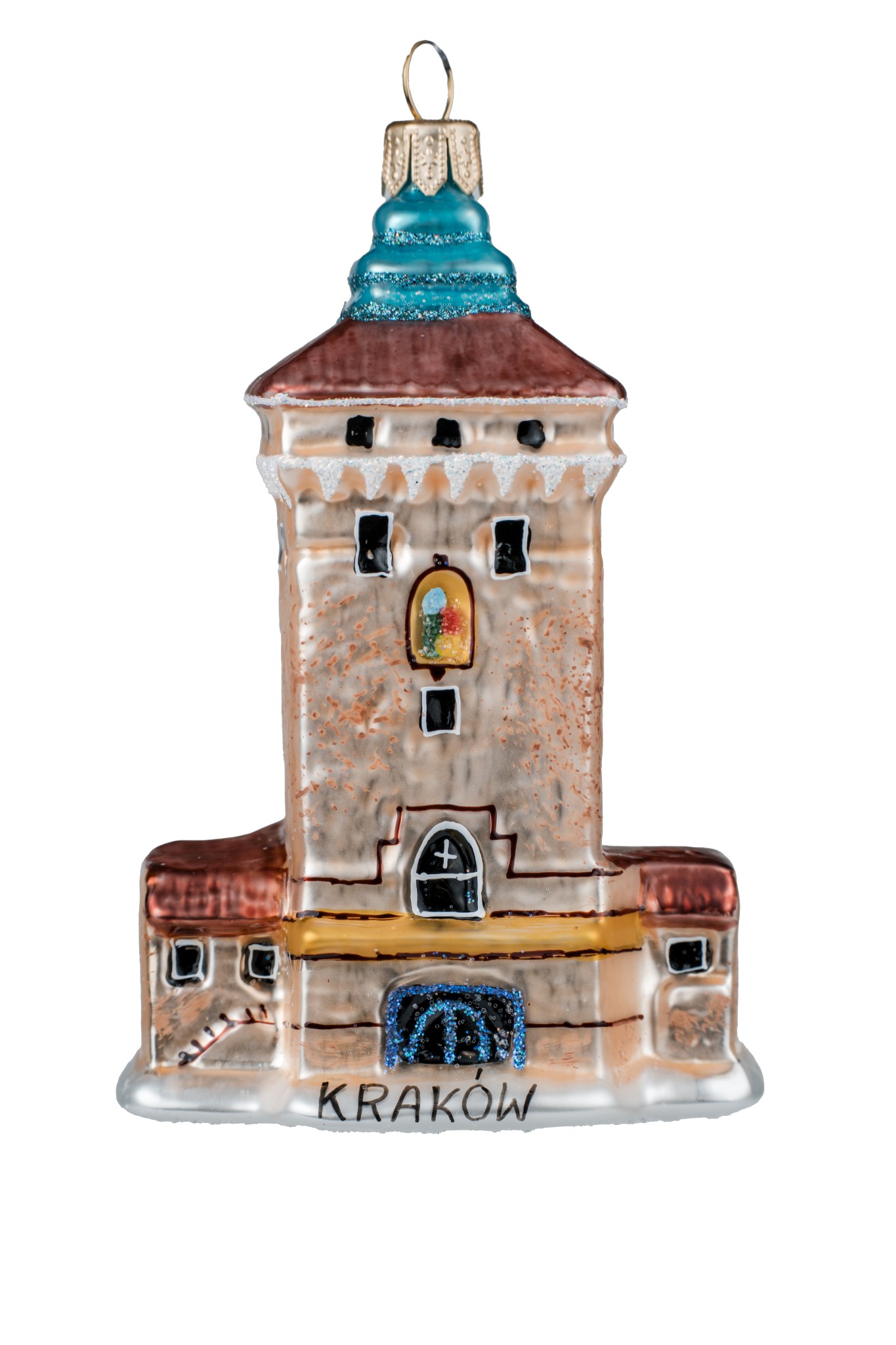 Szklana bombka „Kraków – Brama Floriańska” – ręcznie malowana ozdoba Luxorna inspirowana zabytkiem Krakowa