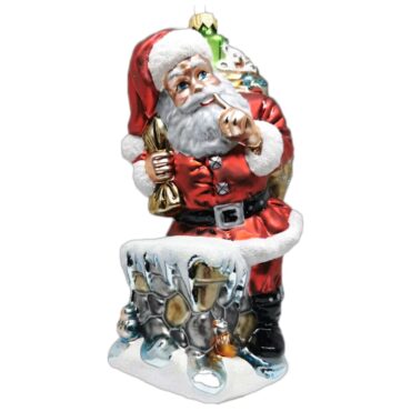 Ręcznie malowana bombka – Mikołaj w kominie – Luxorna