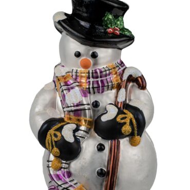 Ręcznie malowana bombka Bałwanek w długim szalu – elegancka szklana ozdoba świąteczna Luxorna.