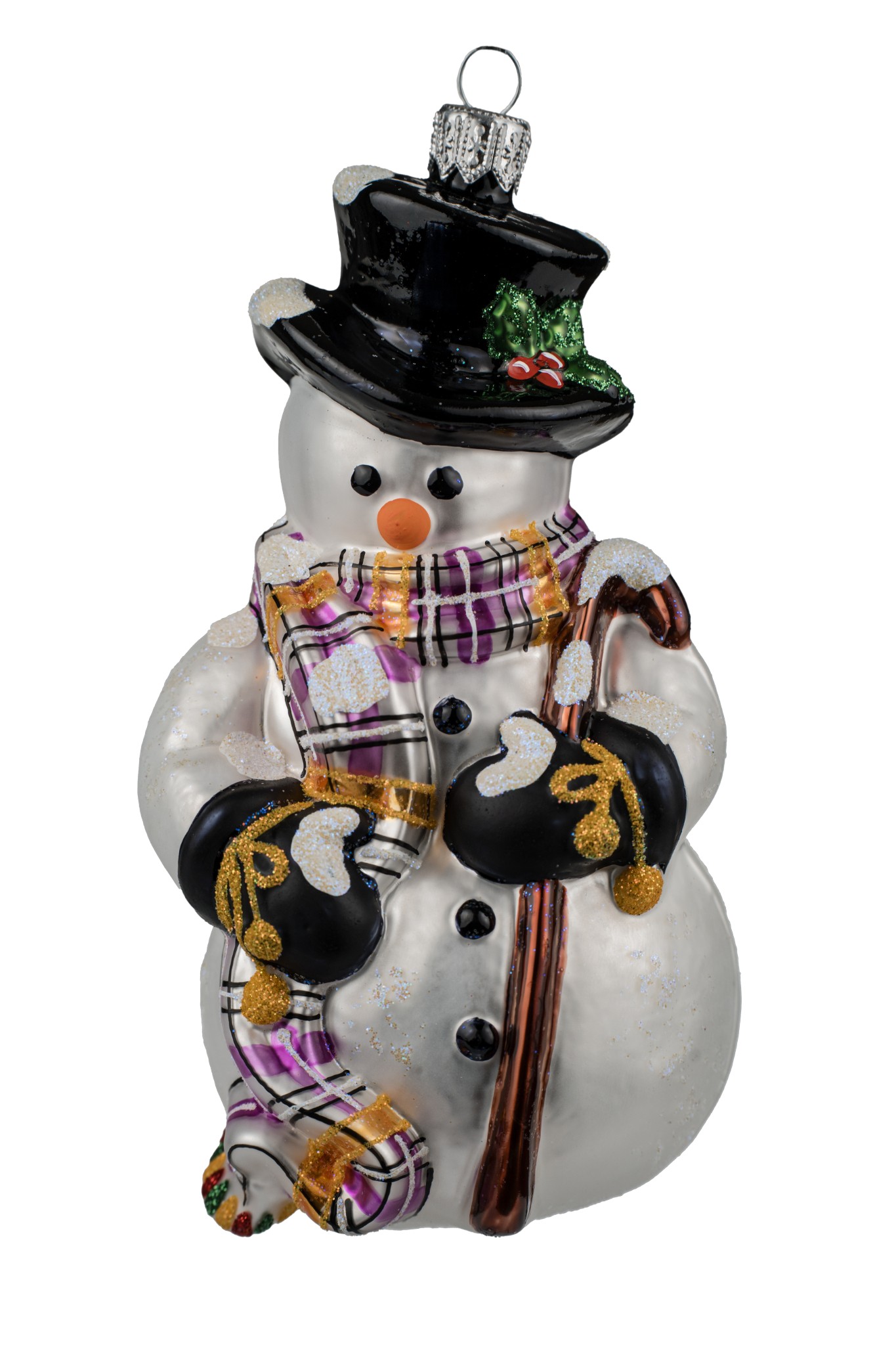 Ręcznie malowana bombka Bałwanek w długim szalu – elegancka szklana ozdoba świąteczna Luxorna.