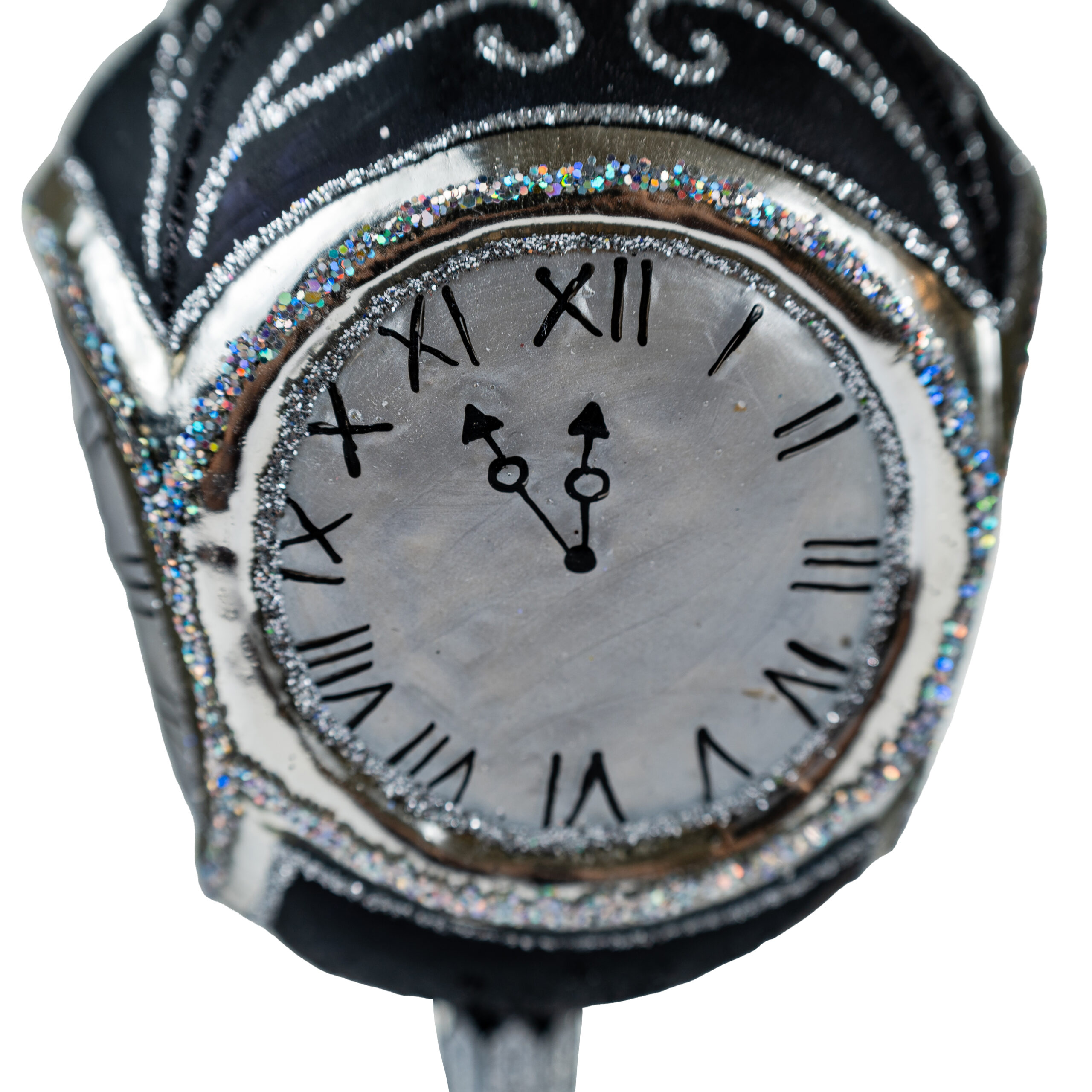 Christmas ornament Silver Clock with Santa - Image 2