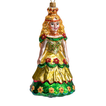 Bombka Królewna w zielonej sukni – duża ręcznie malowana ozdoba ze szkła – Luxorna