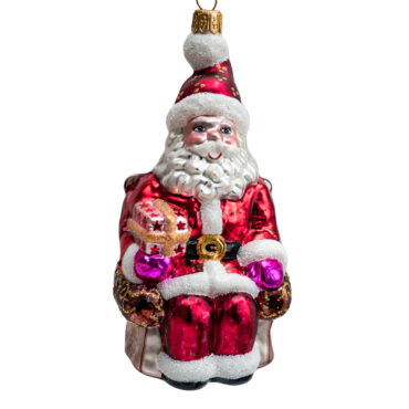 Bombka „Mikołaj w fotelu #2” – ręcznie malowana ozdoba ze szkła Luxorna