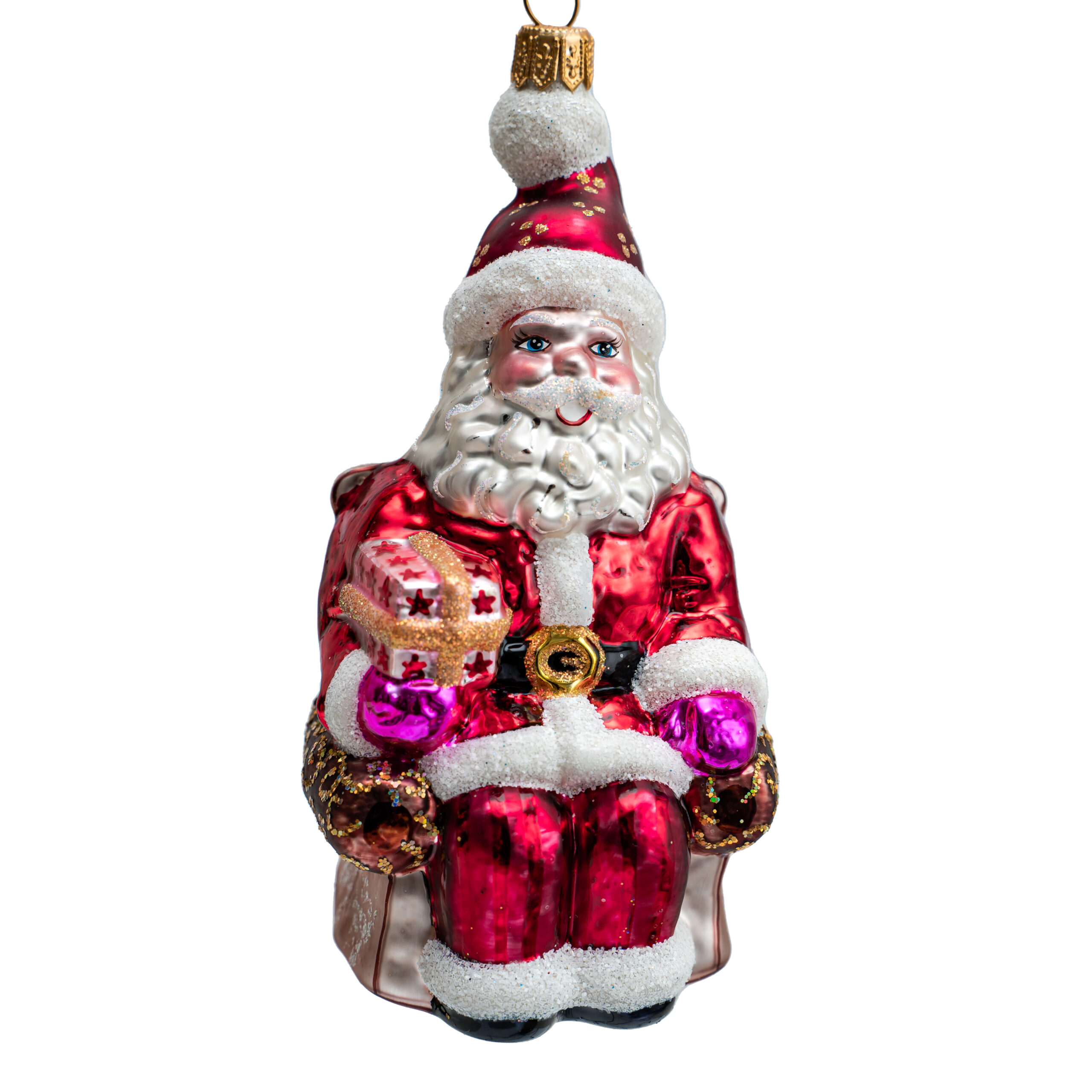 Bombka „Mikołaj w fotelu #2” – ręcznie malowana ozdoba ze szkła Luxorna