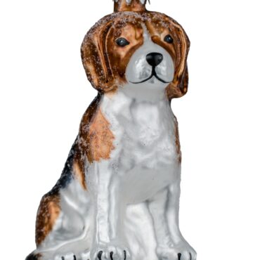 Bombka ze szkła – Beagle siedzący, ręcznie malowana ozdoba Luxorna