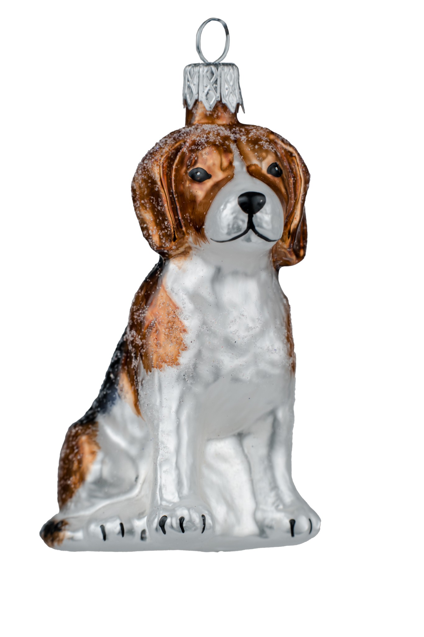 Bombka ze szkła – Beagle siedzący, ręcznie malowana ozdoba Luxorna