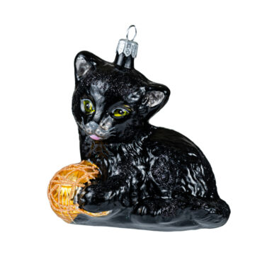 Ręcznie wykonana bombka – Czarny kotek – Luxorna – kolekcja Koty