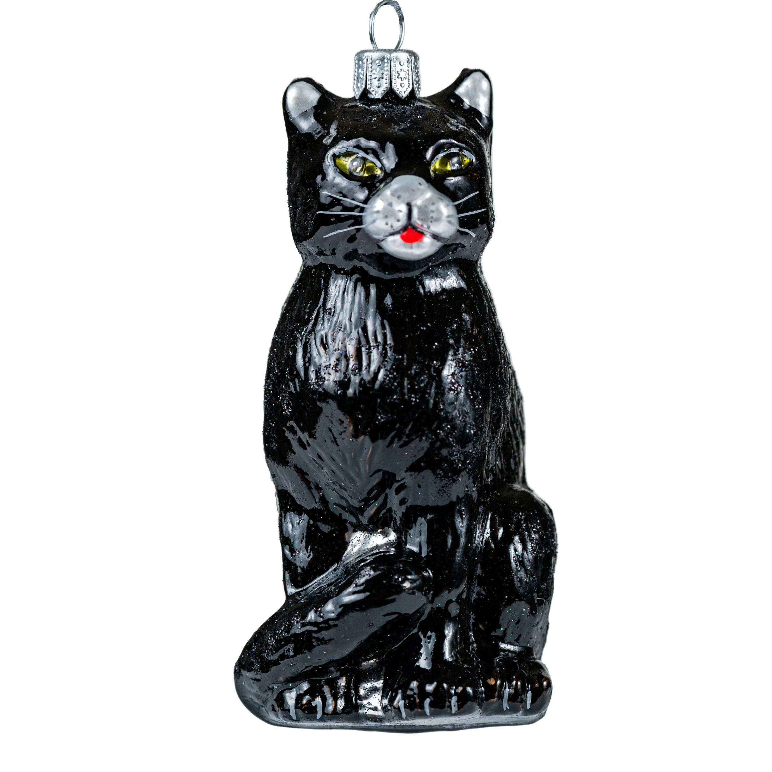 Bombka szklana Czarny kot – widok z przodu